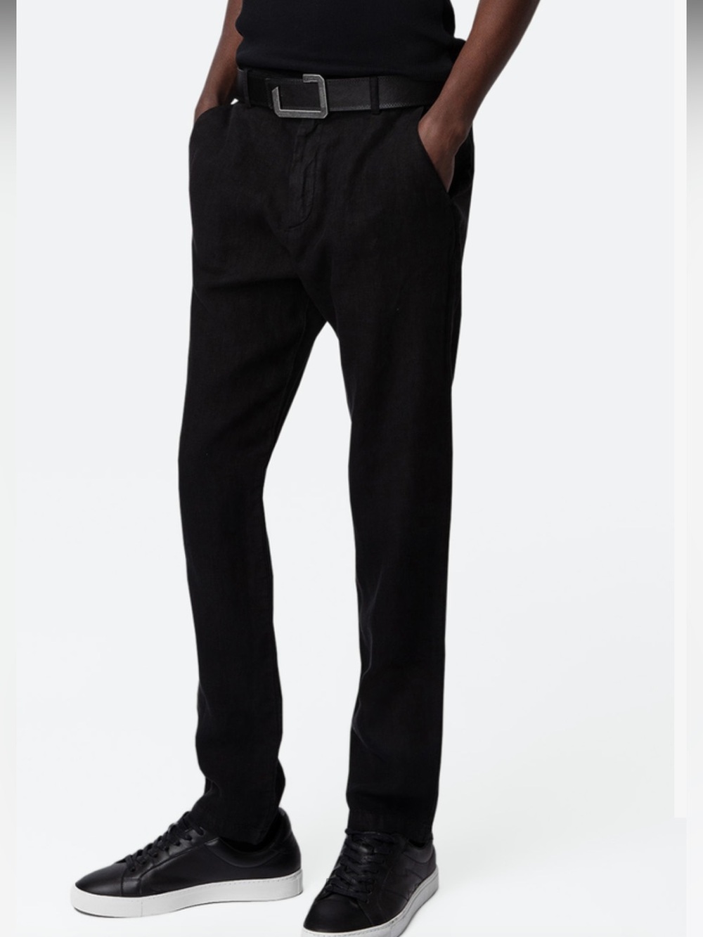 Zadig & Voltaire Pierre Linen Pants Men’s Black Straight Relaxed Trousers EU 36